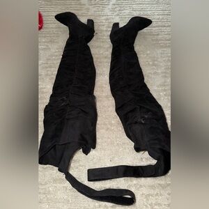 PrettyLittleThing Black Over-the-Knee Suede Boots